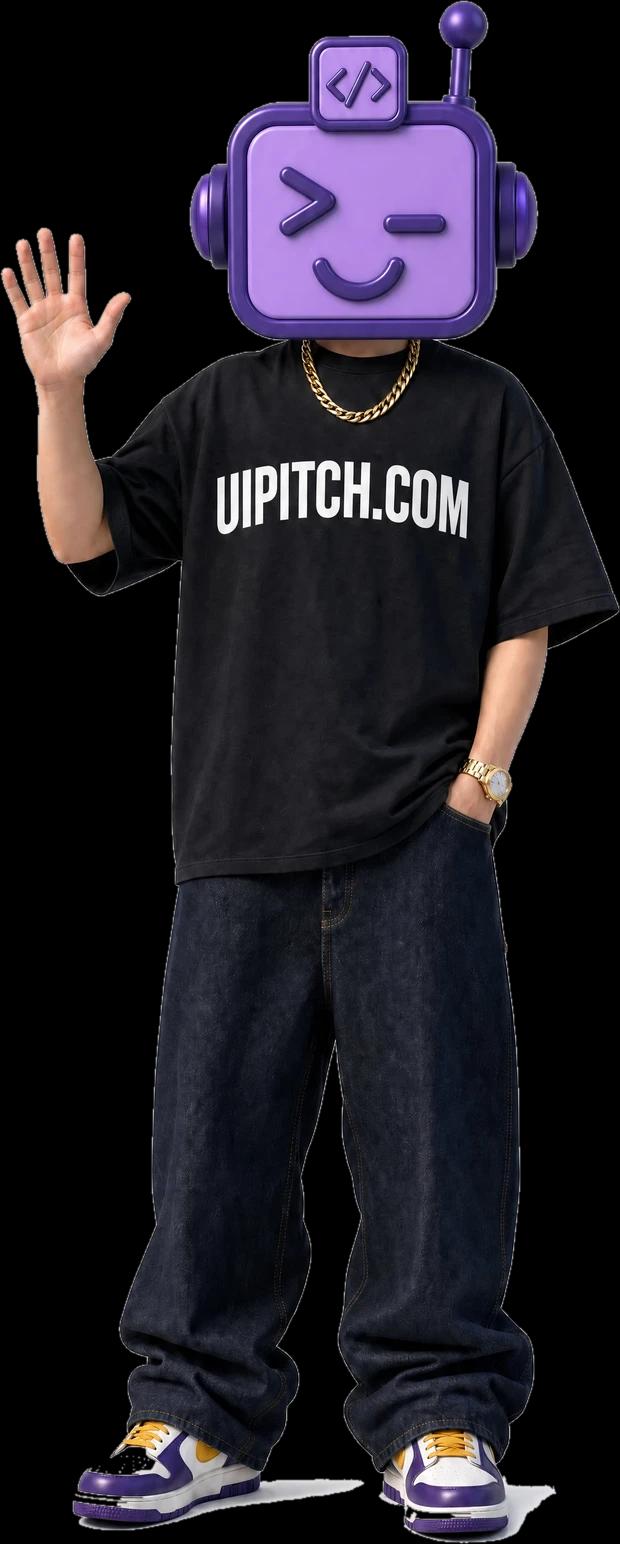 The UIPitch mascot waving