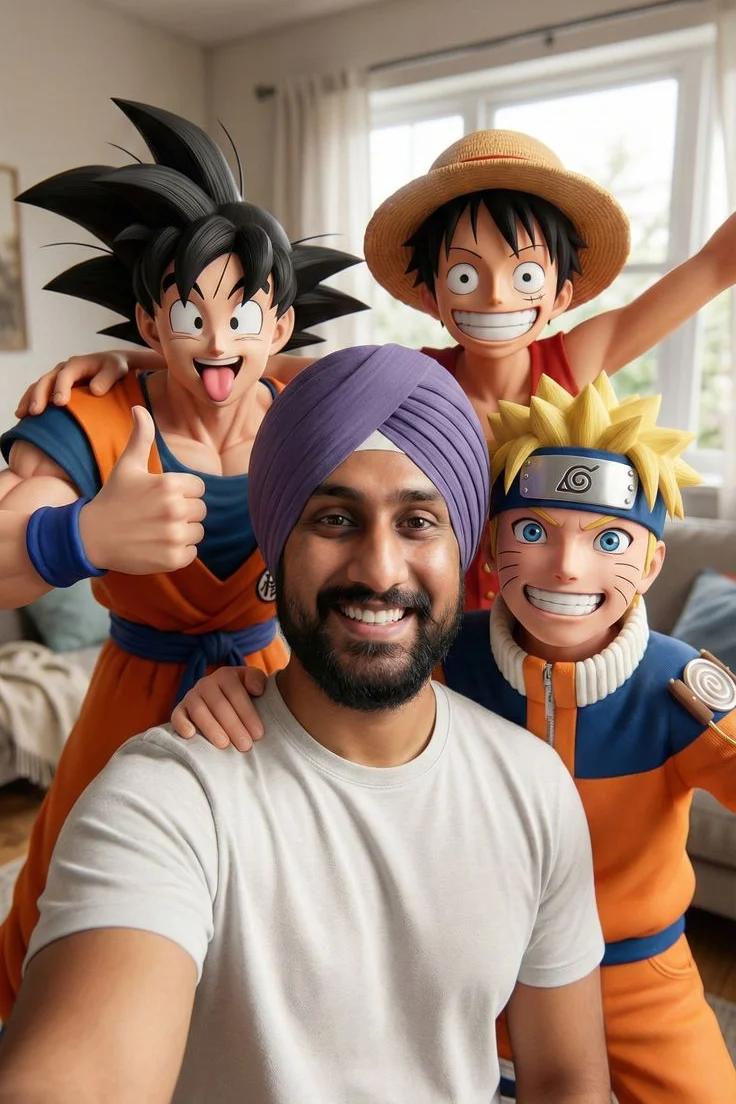 Naruto Goku and Luffy Selfie Nano Banana Pro Prompt
