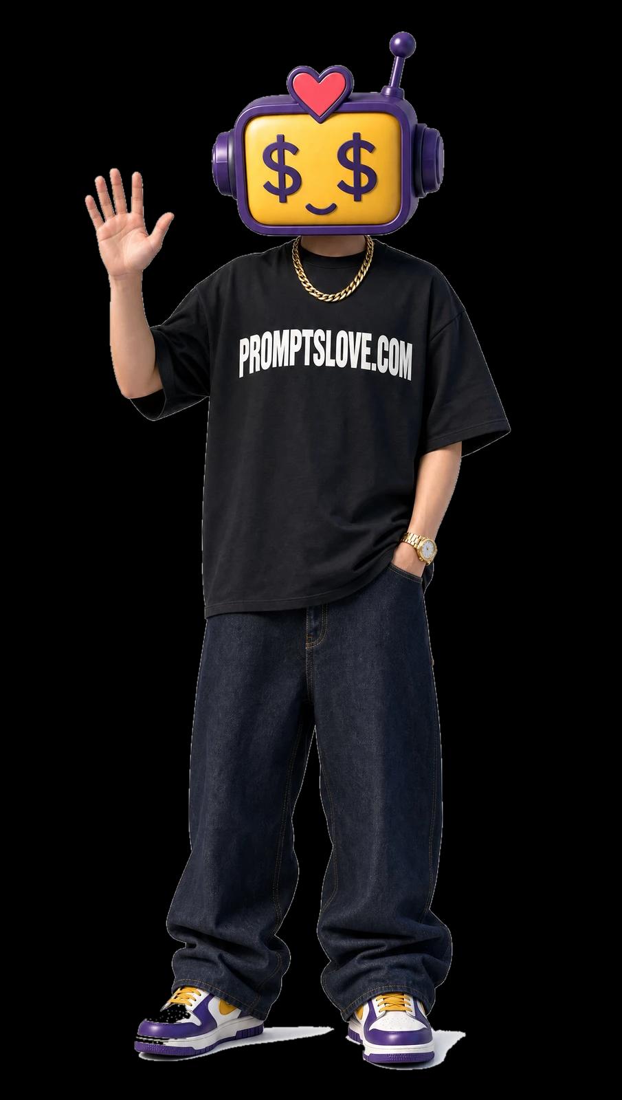 The Promptslove mascot waving