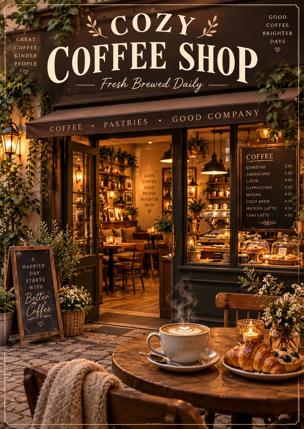 Cozy Coffee Shop at Golden Hour.png