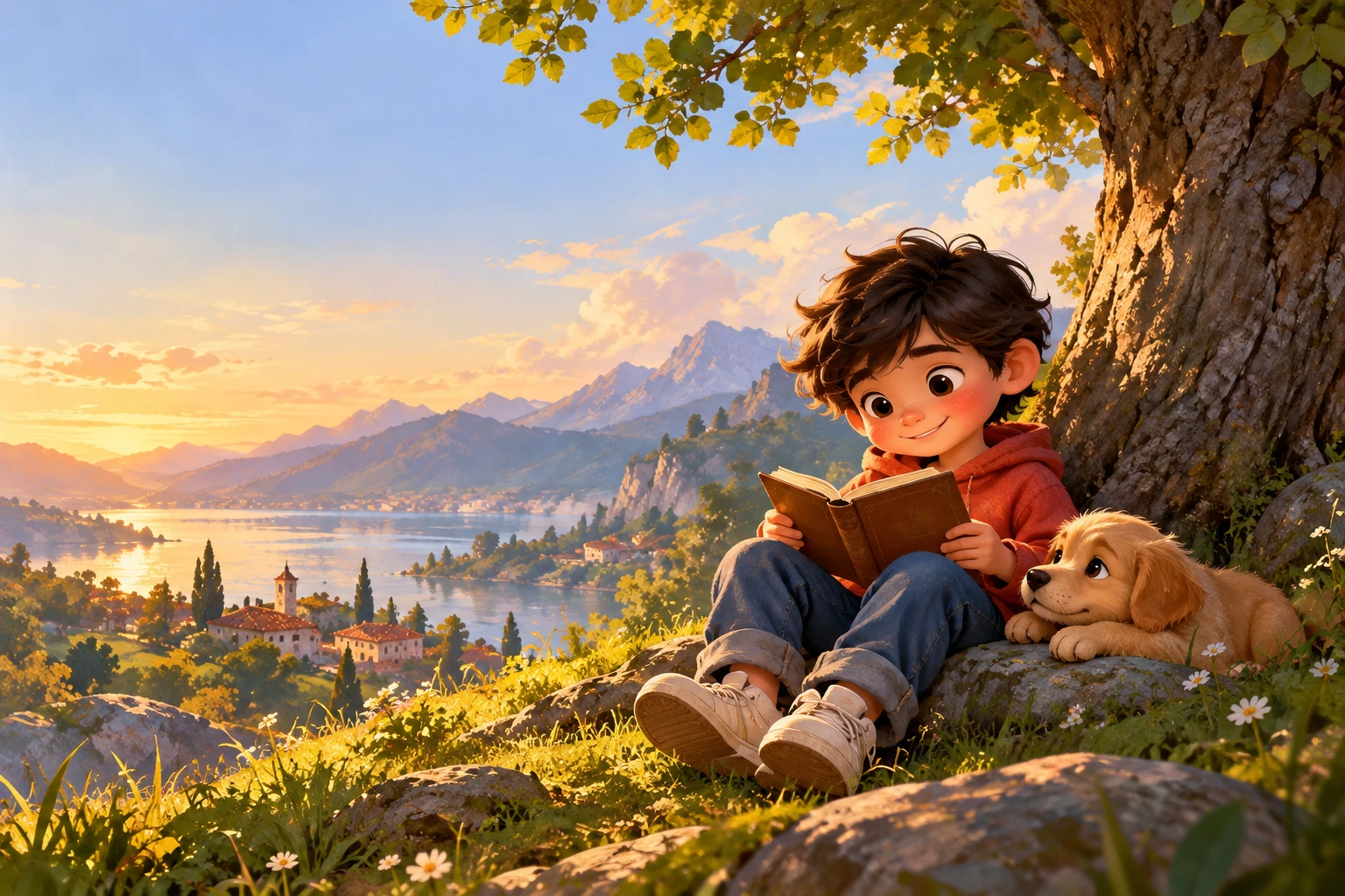 Golden Hour Reading by the Lake.png