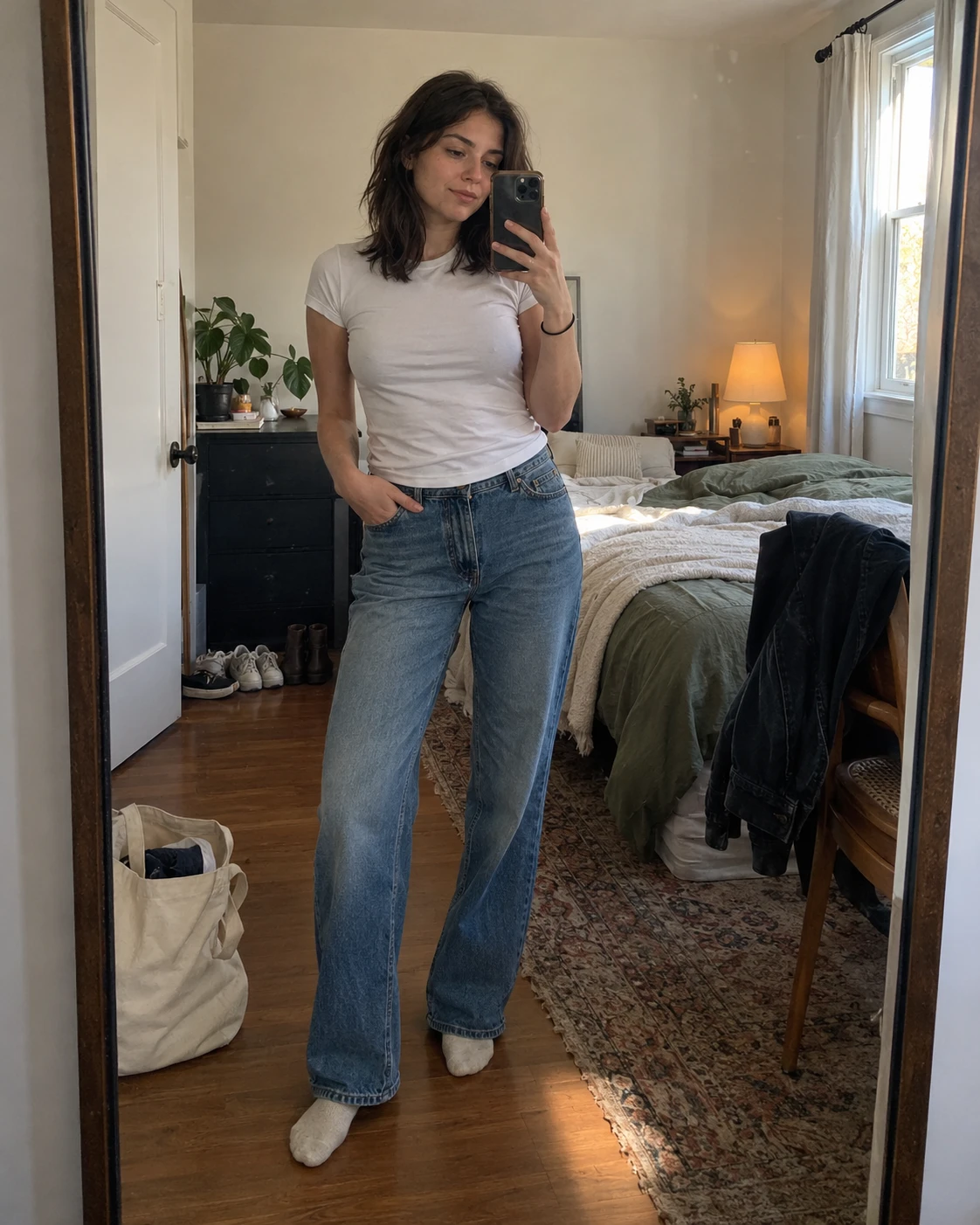 Cozy Bedroom Mirror Selfie.png
